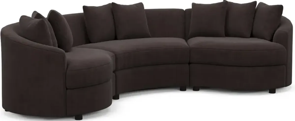 Allegra Foam Comfort 3-Piece Sectional - Merrimac Dark Brown