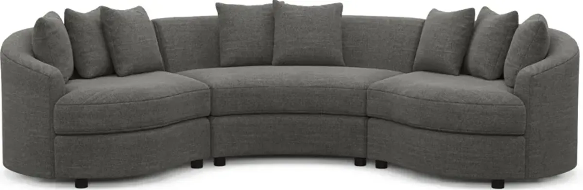 Allegra Foam Comfort 3-Piece Sectional - Curious Charcoal