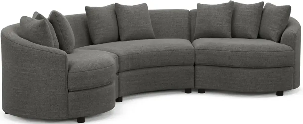 Allegra Foam Comfort 3-Piece Sectional - Curious Charcoal