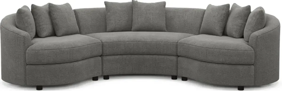 Allegra Foam Comfort 3-Piece Sectional - Living Large Charcoal