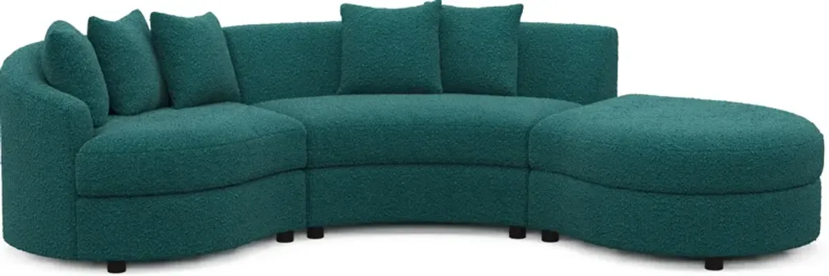 Allegra Foam Comfort 3-Piece Sectional with Right-Facing Chaise - Bloke Peacock