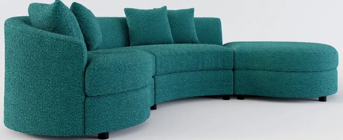 Allegra Foam Comfort 3-Piece Sectional with Right-Facing Chaise - Bloke Peacock