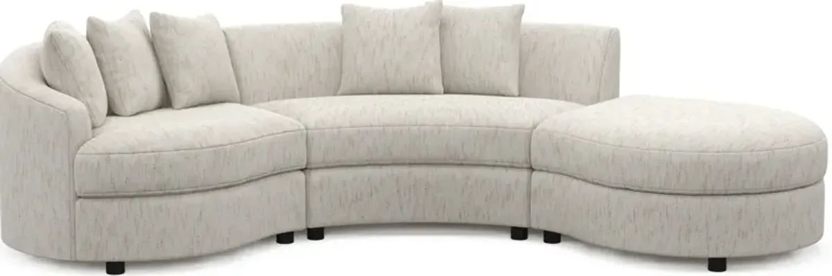 Allegra Foam Comfort 3-Piece Sectional with Right-Facing Chaise - P.T. Cream