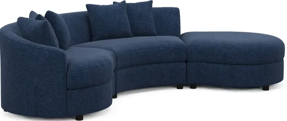 Allegra Foam Comfort 3-Piece Sectional with Right-Facing Chaise - Oslo Navy