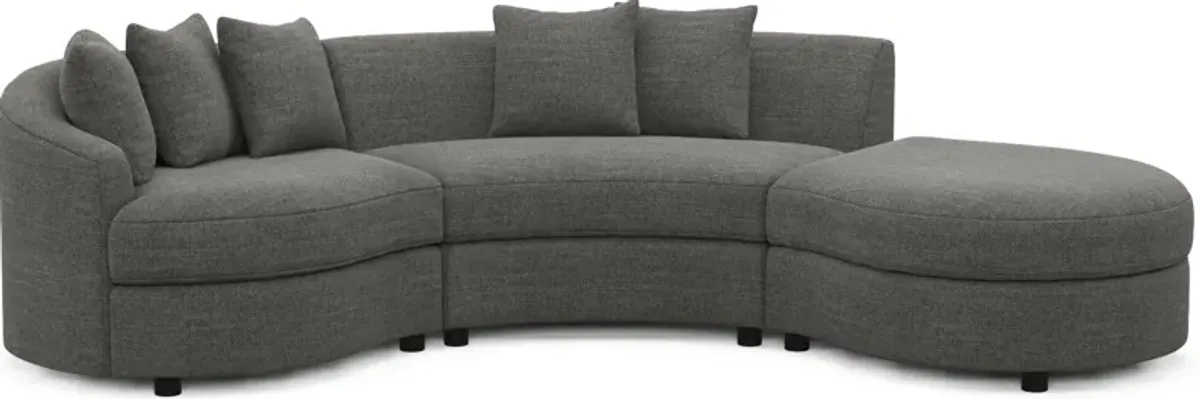 Allegra Foam Comfort 3-Piece Sectional with Right-Facing Chaise - Curious Charcoal