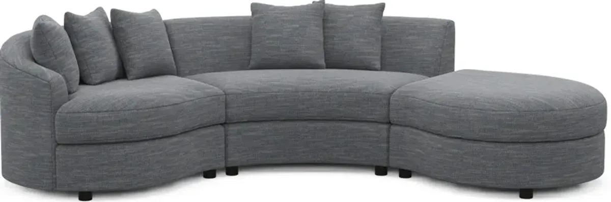 Allegra Foam Comfort 3-Piece Sectional with Right-Facing Chaise - Dudley Indigo