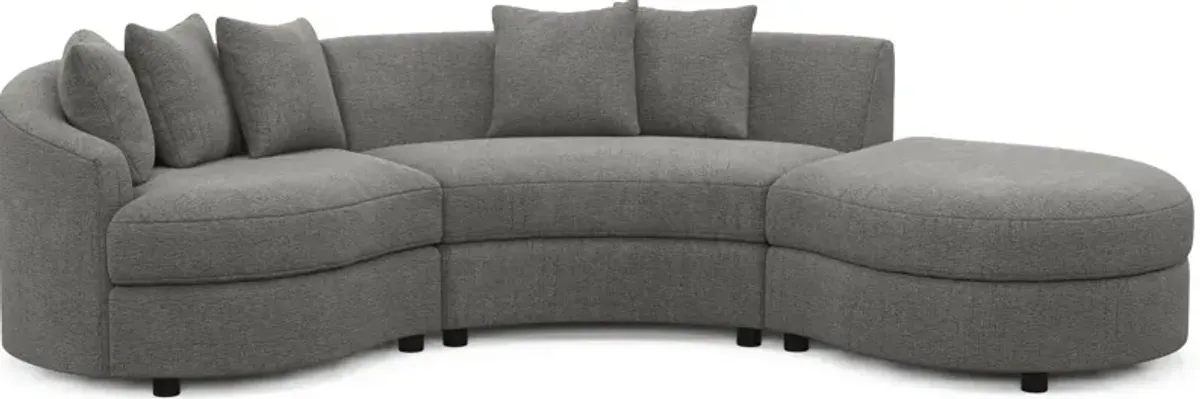 Allegra Foam Comfort 3-Piece Sectional with Right-Facing Chaise - Living Large Charcoal