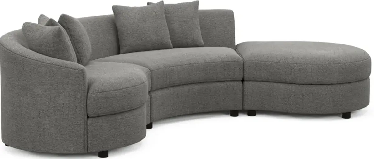 Allegra Foam Comfort 3-Piece Sectional with Right-Facing Chaise - Living Large Charcoal