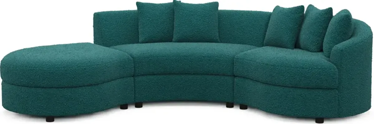 Allegra Foam Comfort 3-Piece Sectional with Left-Facing Chaise - Bloke Peacock