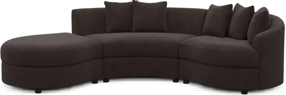 Allegra Foam Comfort 3-Piece Sectional with Left-Facing Chaise - Merrimac Dark Brown