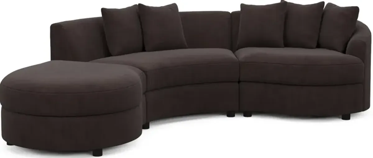 Allegra Foam Comfort 3-Piece Sectional with Left-Facing Chaise - Merrimac Dark Brown