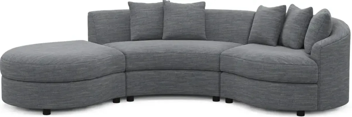 Allegra Foam Comfort 3-Piece Sectional with Left-Facing Chaise - Dudley Indigo