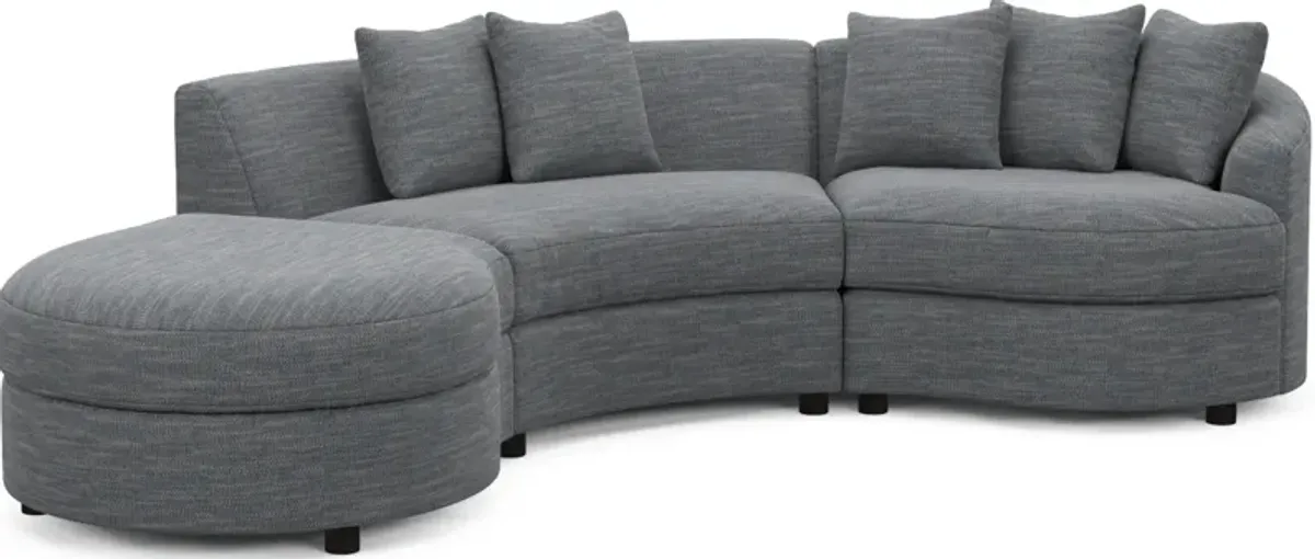 Allegra Foam Comfort 3-Piece Sectional with Left-Facing Chaise - Dudley Indigo