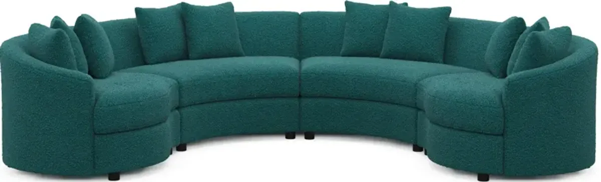 Allegra Foam Comfort 4-Piece Sectional - Bloke Peacock