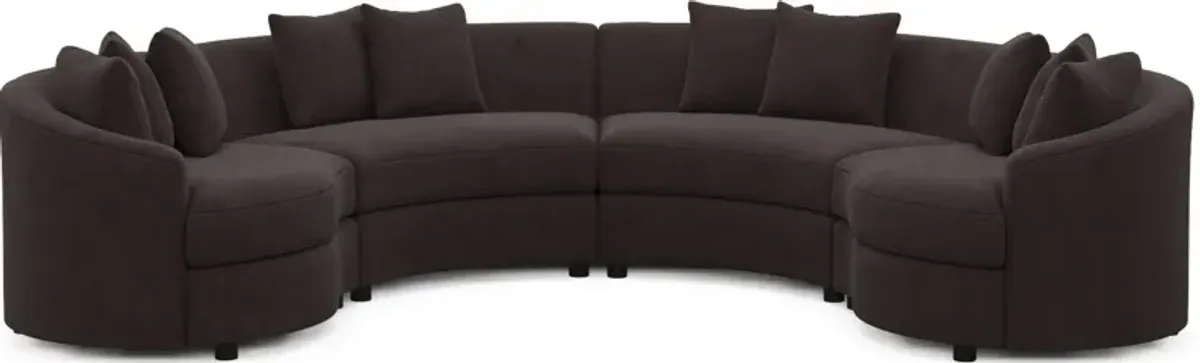 Allegra Foam Comfort 4-Piece Sectional - Merrimac Dark Brown