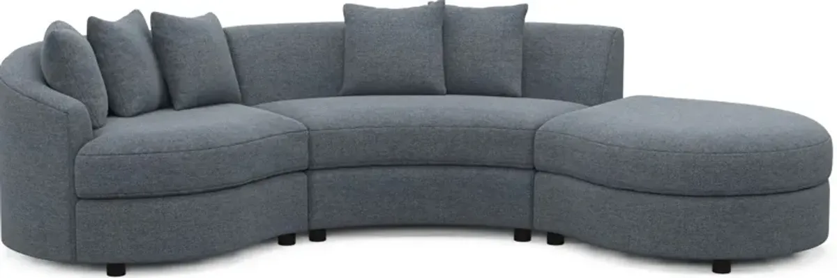 Allegra Foam Comfort 3-Piece Sectional with Right-Facing Chaise - Bridger Navy