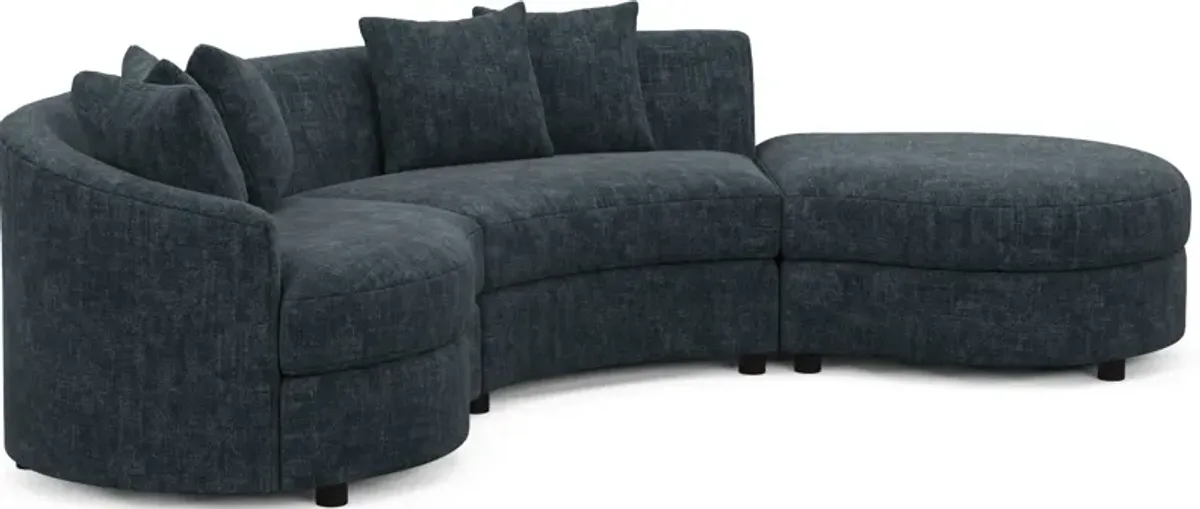 Allegra Foam Comfort 3-Piece Sectional with Right-Facing Chaise - Argo Navy