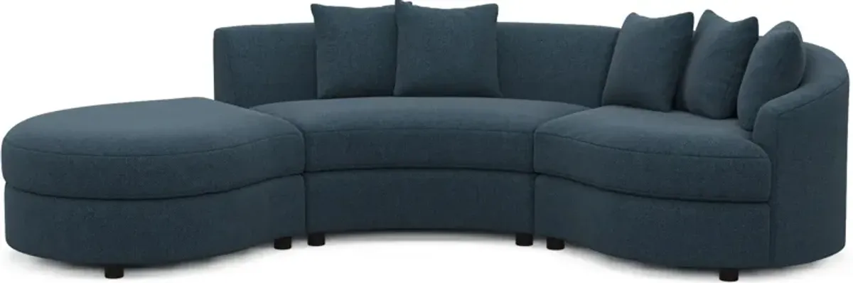 Allegra Foam Comfort 3-Piece Sectional with Left-Facing Chaise - Broderick Indigo