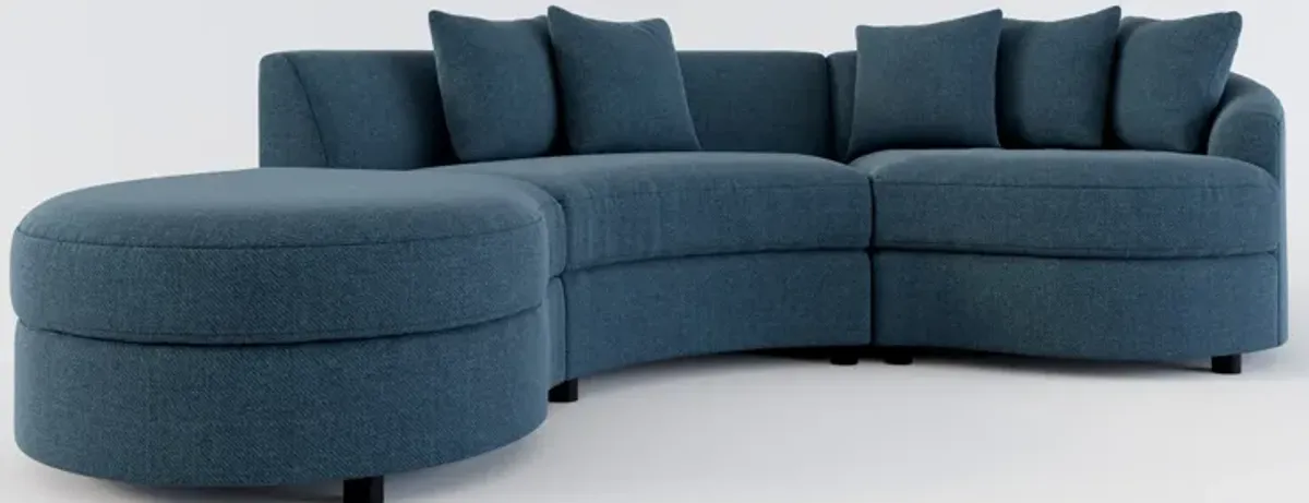 Allegra Foam Comfort 3-Piece Sectional with Left-Facing Chaise - Broderick Indigo