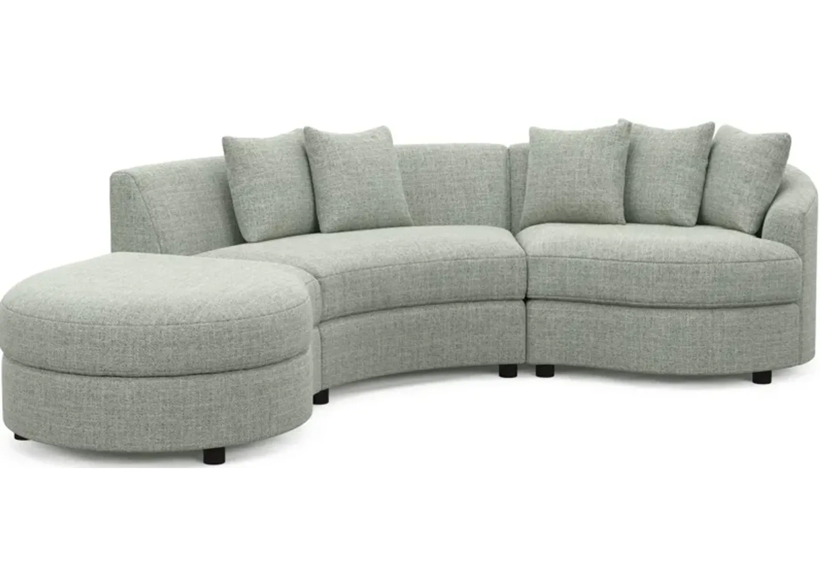 Allegra Foam Comfort 3-Piece Sectional with Left-Facing Chaise - Broderick Sea Glass