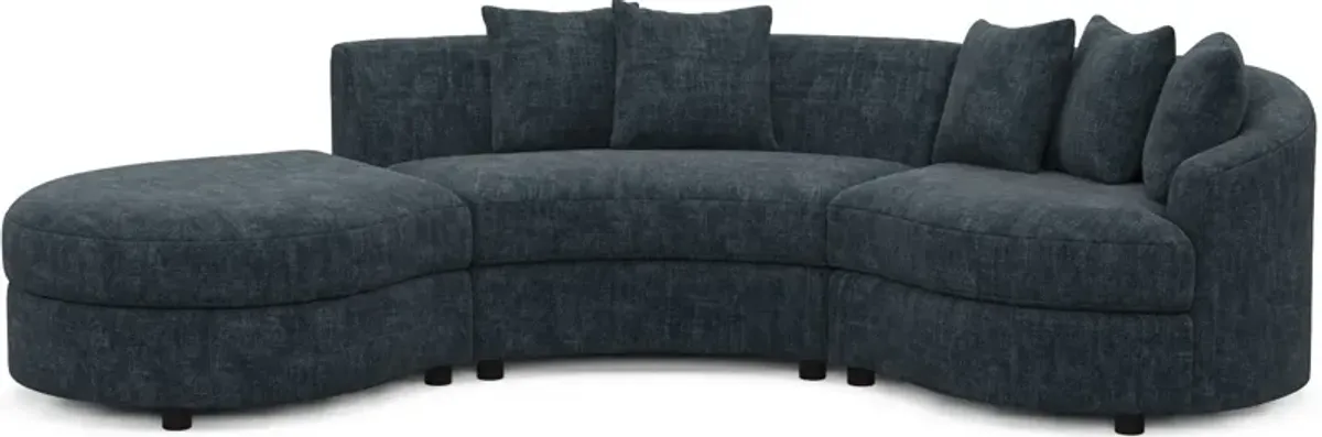 Allegra Foam Comfort 3-Piece Sectional with Left-Facing Chaise - Argo Navy