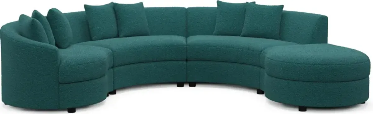 Allegra Foam Comfort 4-Piece Sectional with Right-Facing Chaise - Bloke Peacock