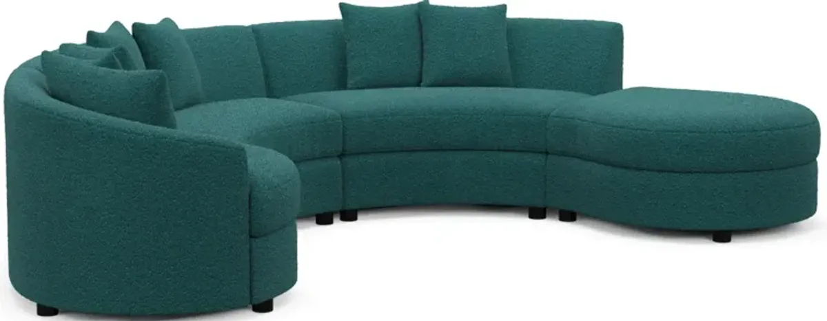 Allegra Foam Comfort 4-Piece Sectional with Right-Facing Chaise - Bloke Peacock