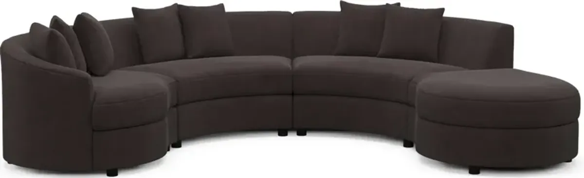 Allegra Foam Comfort 4-Piece Sectional with Right-Facing Chaise - Merrimac Dark Brown