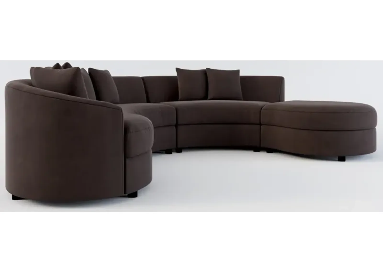 Allegra Foam Comfort 4-Piece Sectional with Right-Facing Chaise - Merrimac Dark Brown