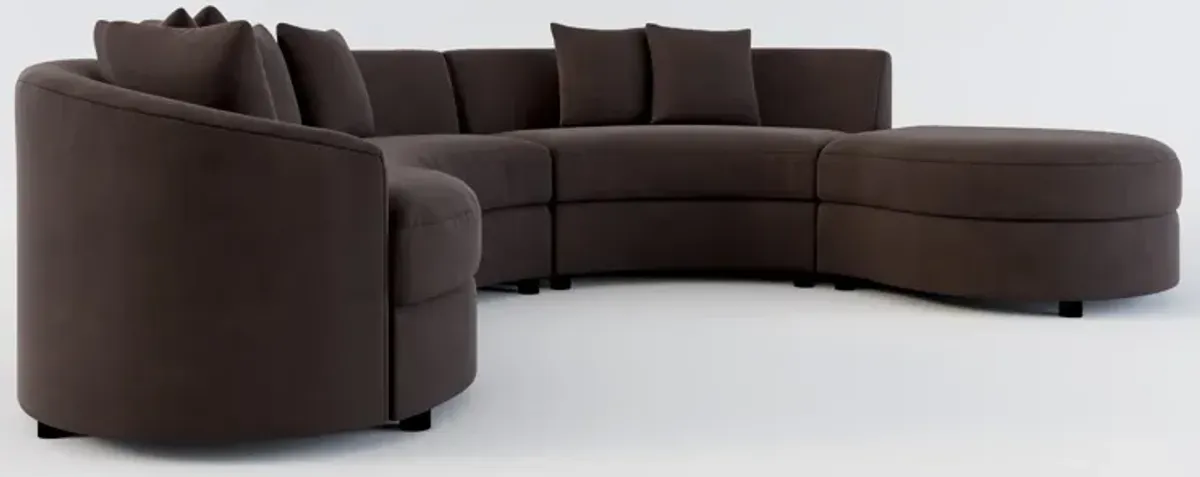 Allegra Foam Comfort 4-Piece Sectional with Right-Facing Chaise - Merrimac Dark Brown