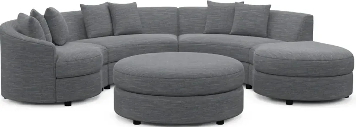 Allegra Foam Comfort 4-Piece Sectional with Right-Facing Chaise - Dudley Indigo