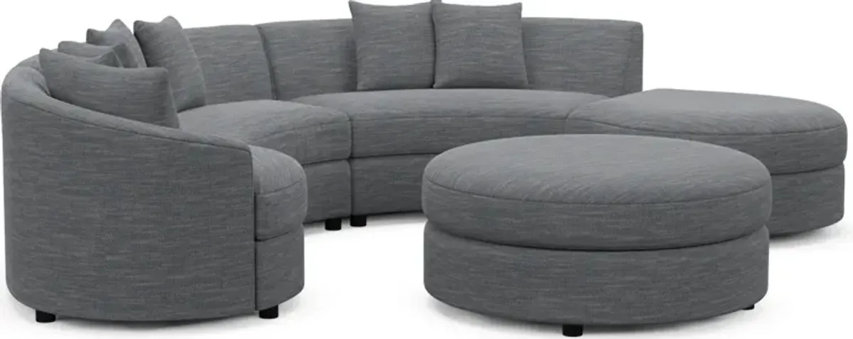 Allegra Foam Comfort 4-Piece Sectional with Right-Facing Chaise - Dudley Indigo