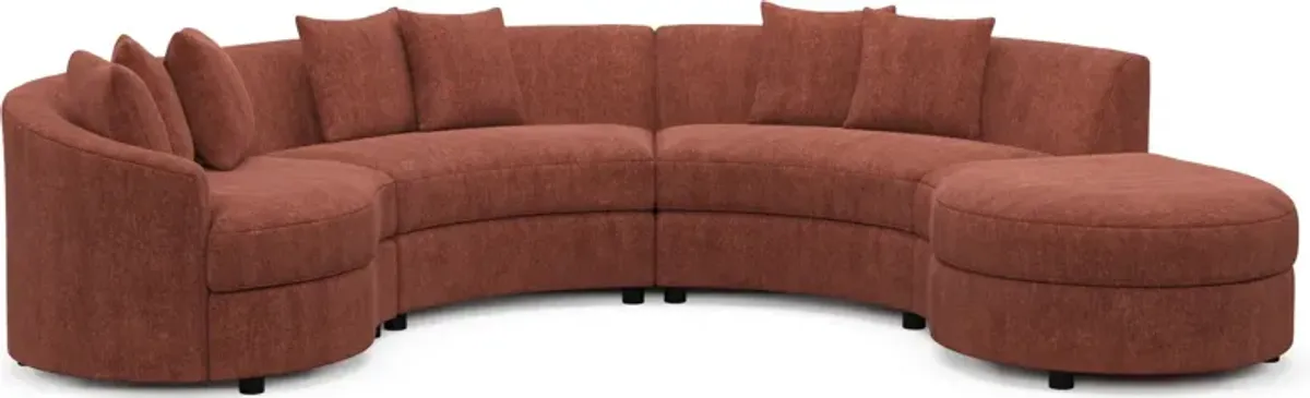 Allegra Foam Comfort 4-Piece Sectional with Right-Facing Chaise - Contessa Paprika