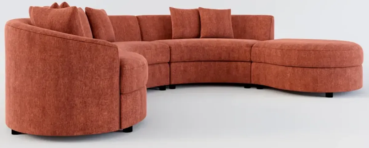 Allegra Foam Comfort 4-Piece Sectional with Right-Facing Chaise - Contessa Paprika