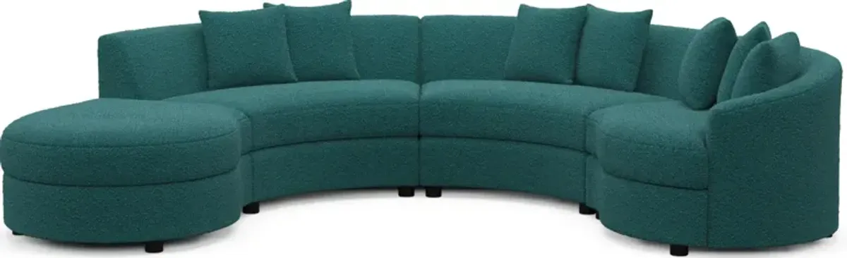 Allegra Foam Comfort 4-Piece Sectional with Left-Facing Chaise - Bloke Peacock