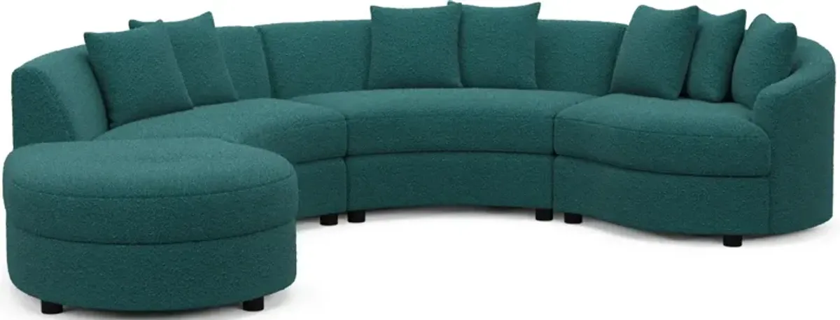 Allegra Foam Comfort 4-Piece Sectional with Left-Facing Chaise - Bloke Peacock