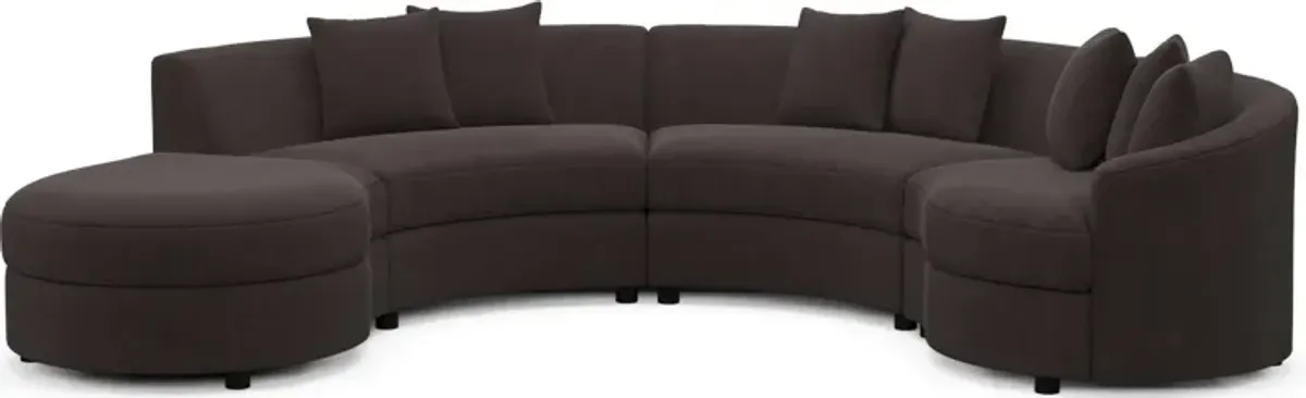 Allegra Foam Comfort 4-Piece Sectional with Left-Facing Chaise - Merrimac Dark Brown