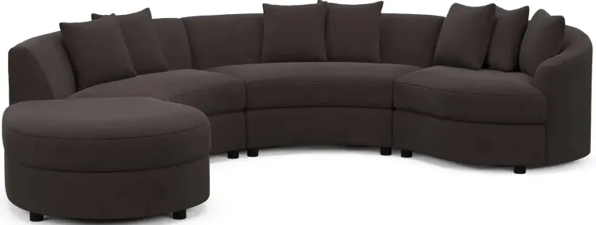 Allegra Foam Comfort 4-Piece Sectional with Left-Facing Chaise - Merrimac Dark Brown