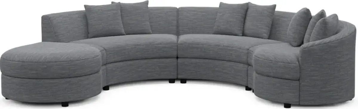 Allegra Foam Comfort 4-Piece Sectional with Left-Facing Chaise - Dudley Indigo