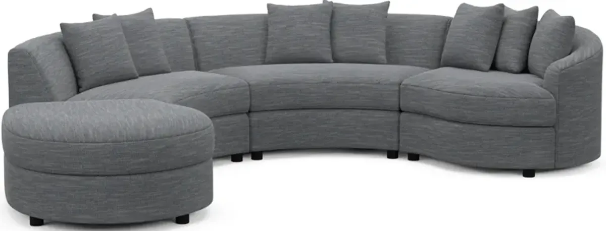 Allegra Foam Comfort 4-Piece Sectional with Left-Facing Chaise - Dudley Indigo