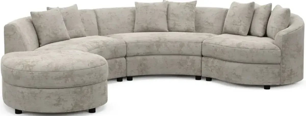 Allegra Foam Comfort 4-Piece Sectional with Left-Facing Chaise - Hearth Cement