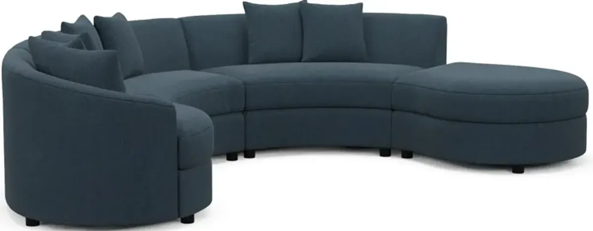 Allegra Foam Comfort 4-Piece Sectional with Right-Facing Chaise - Broderick Indigo