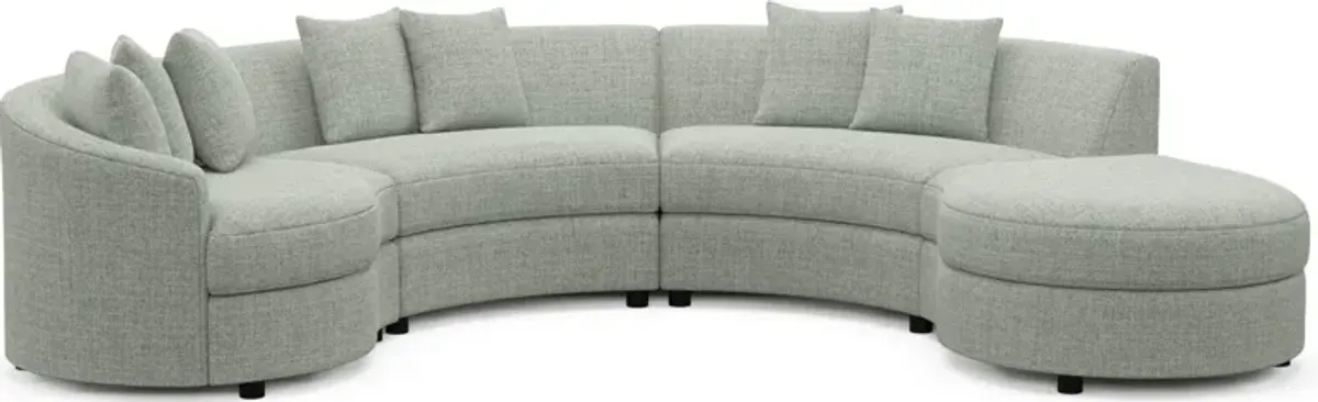 Allegra Foam Comfort 4-Piece Sectional with Right-Facing Chaise - Broderick Sea Glass