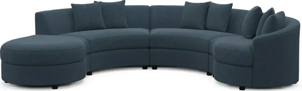 Allegra Foam Comfort 4-Piece Sectional with Left-Facing Chaise - Broderick Indigo