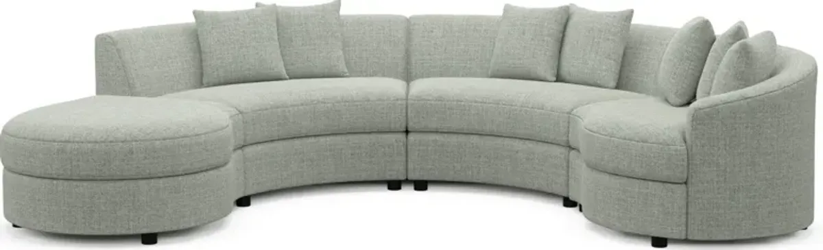 Allegra Foam Comfort 4-Piece Sectional with Left-Facing Chaise - Broderick Sea Glass