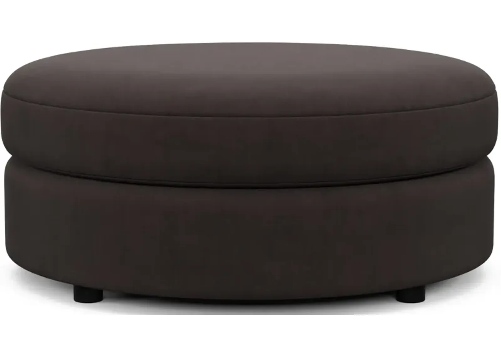 Allegra Foam Comfort Round Ottoman - Merrimac Dark Brown