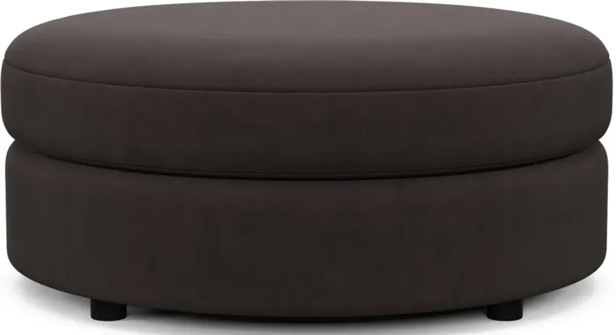 Allegra Foam Comfort Round Ottoman - Merrimac Dark Brown