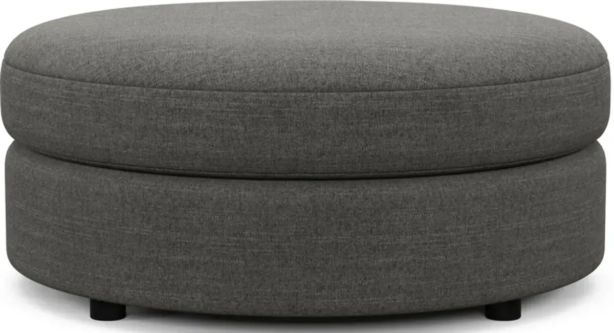 Allegra Foam Comfort Round Ottoman - Curious Charcoal