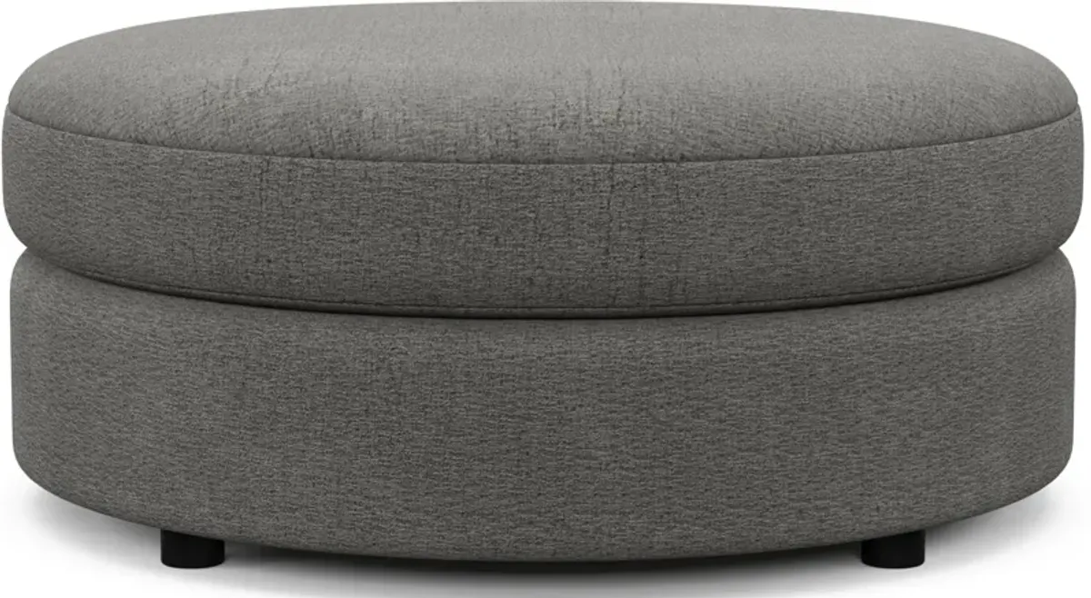 Allegra Foam Comfort Round Ottoman - Living Large Charcoal