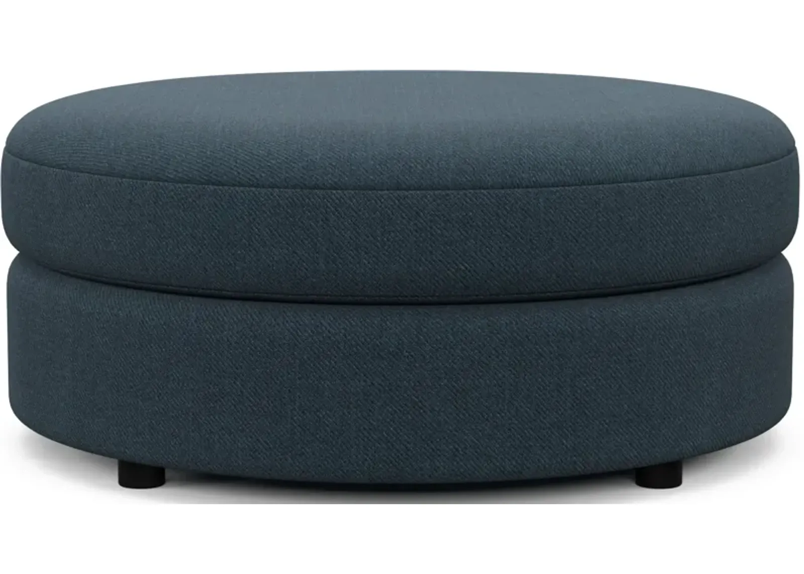 Allegra Foam Comfort Round Ottoman - Broderick Indigo